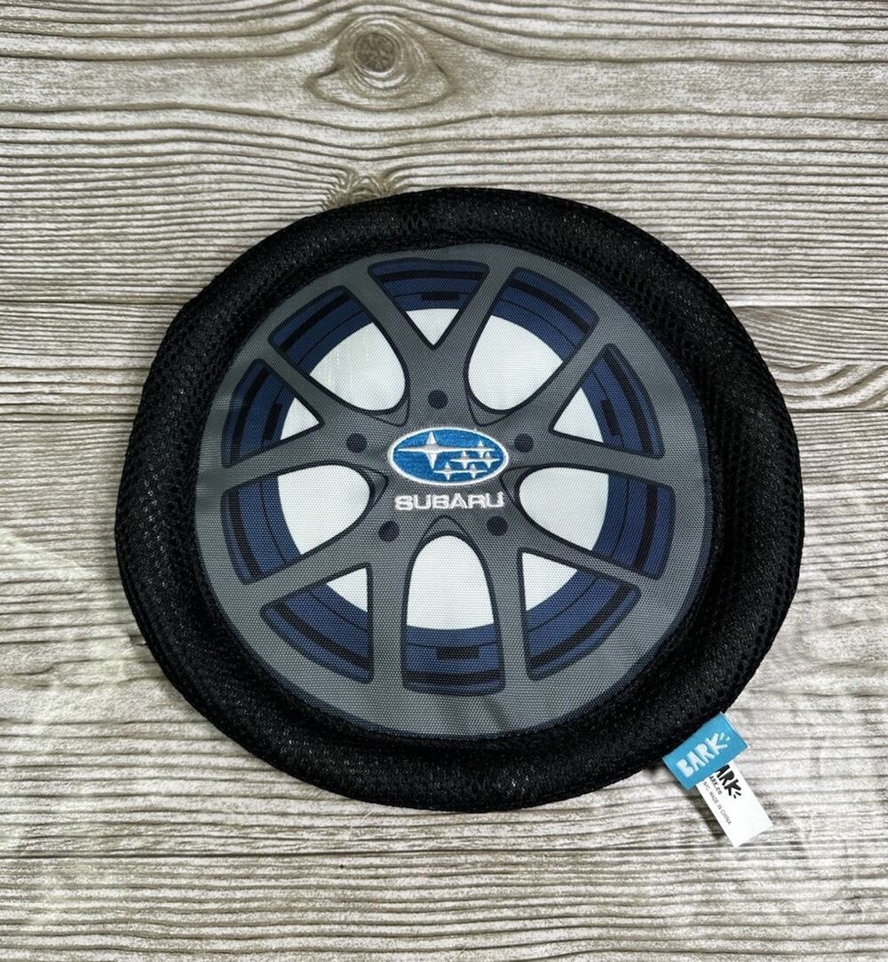 RARE Bark Box X Subaru Chewbaru Tire Shaped Crinkle Flying Disc Toy